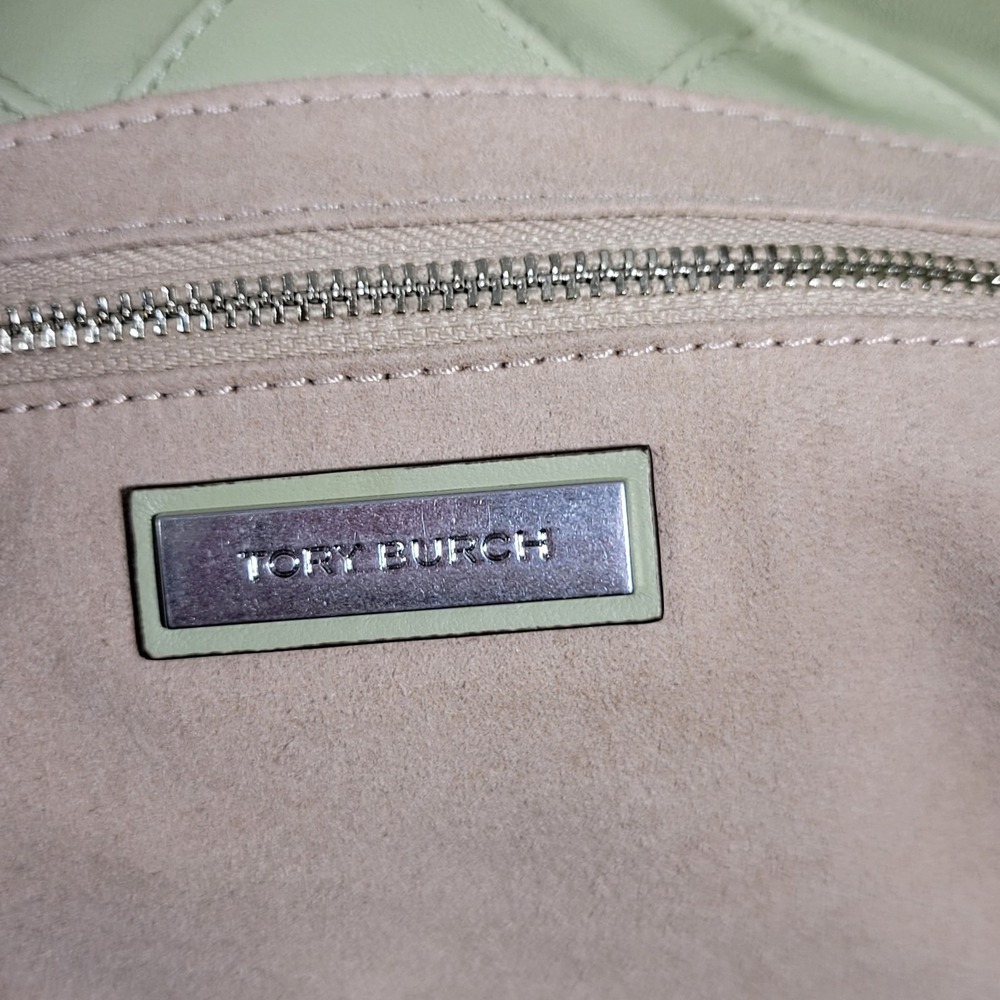 Tory Burch Light Green Quilted Tote - Picture 6 of 9